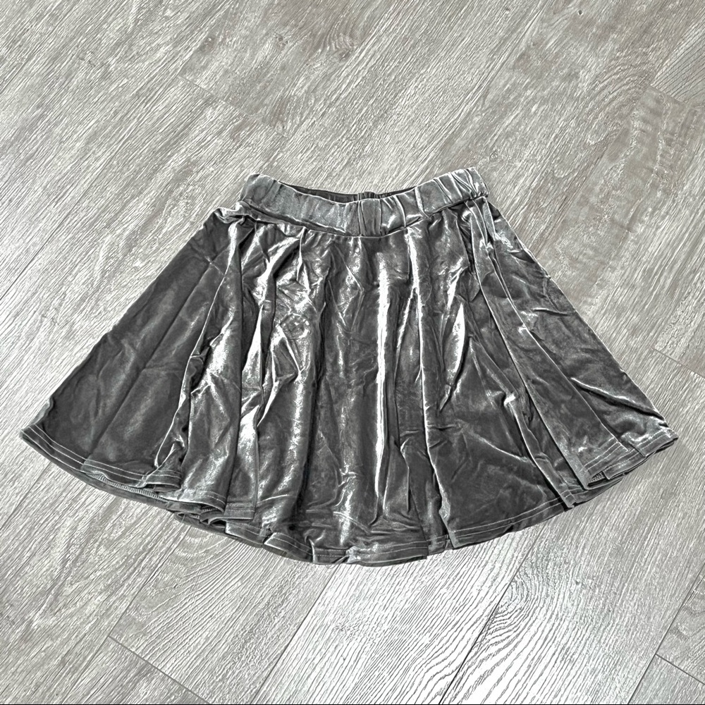 Velvet Mini Circle Skirt Light Gray